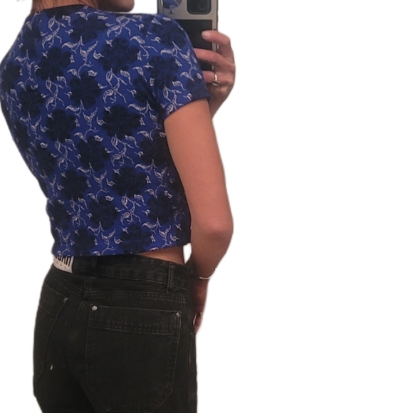 ETIENNE DE PARIS Vintage Floral Wool CropTop Made in France - Picture 3 of 9